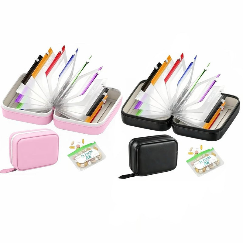 Premium Waterproof PU Travel Pill Organizer Set