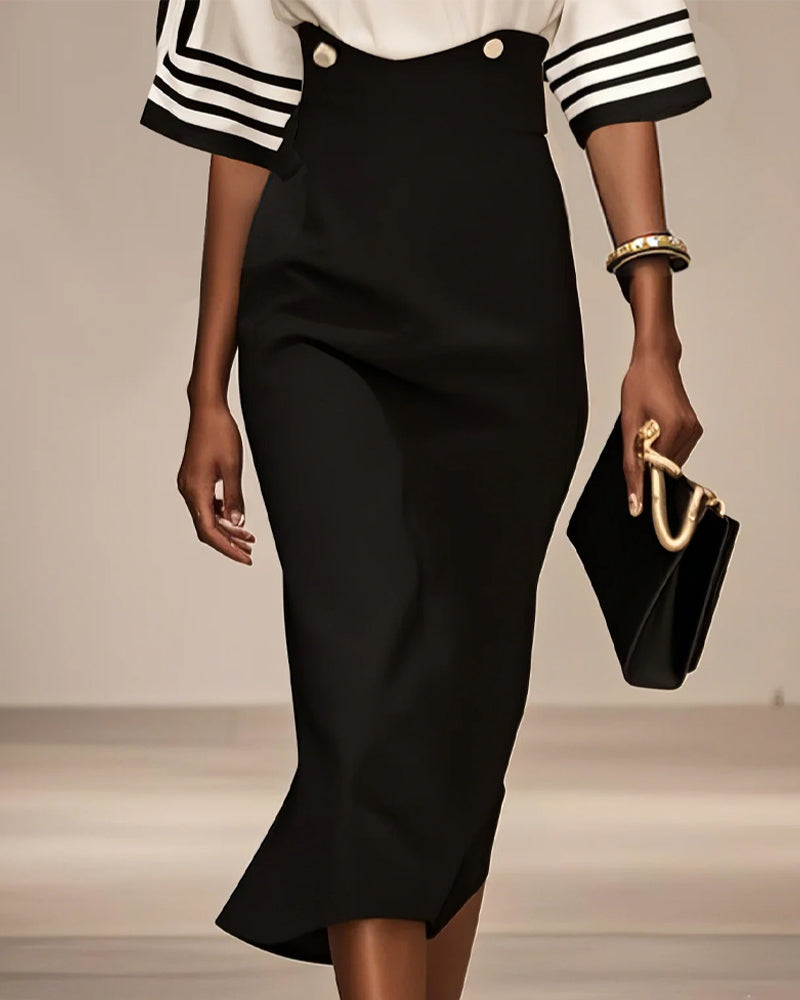 Stylish Striped Contrast Waist Dress