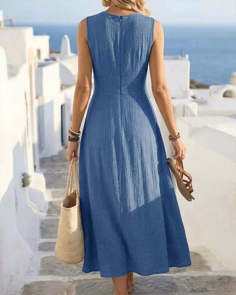 Crossover Waist Sleeveless Dress
