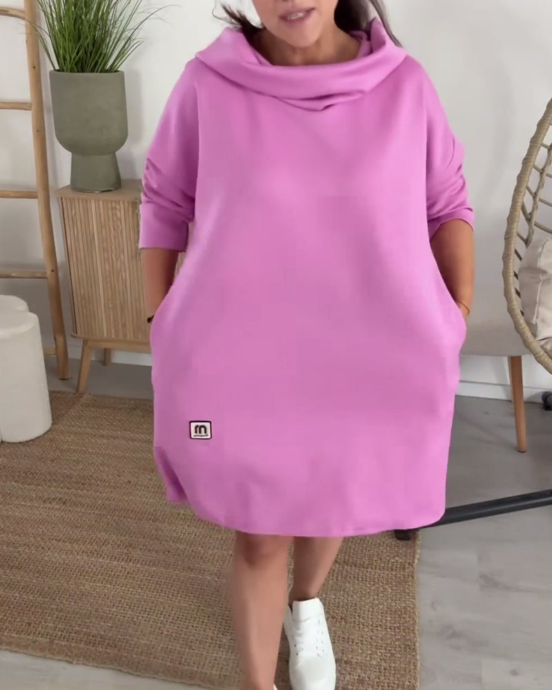 Pile Collar Loose Sweatshirt Dress