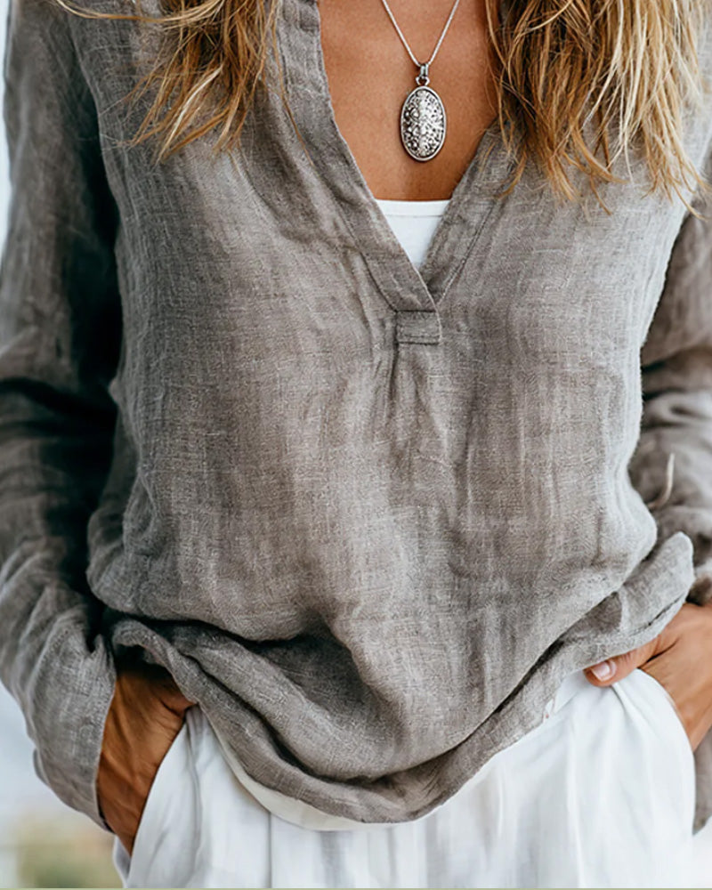 Long Sleeve High Neck Relaxed Blouse
