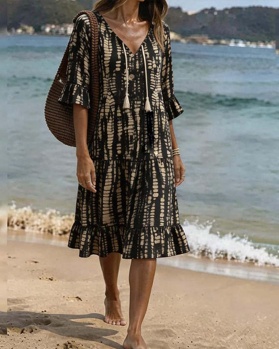 Casual V-Neck Print Dress