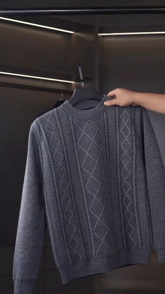 Men's Winter Plush-Lined Warm Knitted Sweater