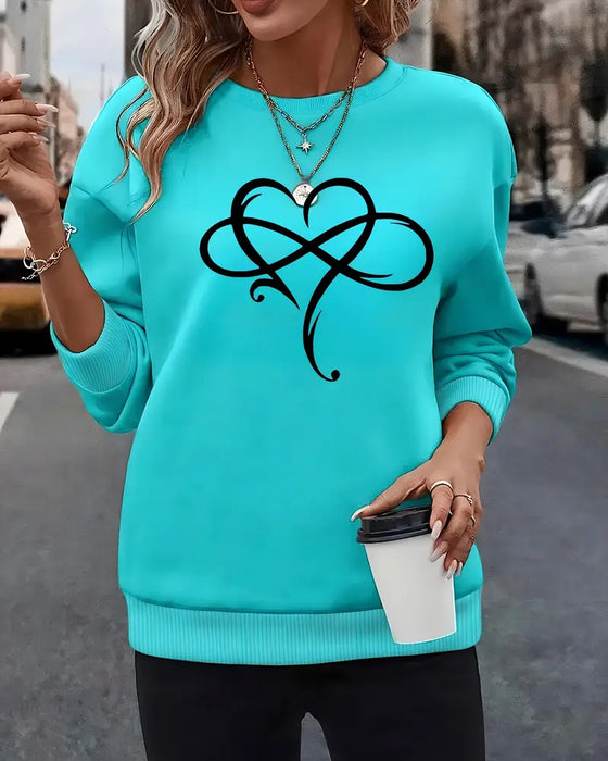 Casual Long Sleeve Printed Crewneck Sweatshirt