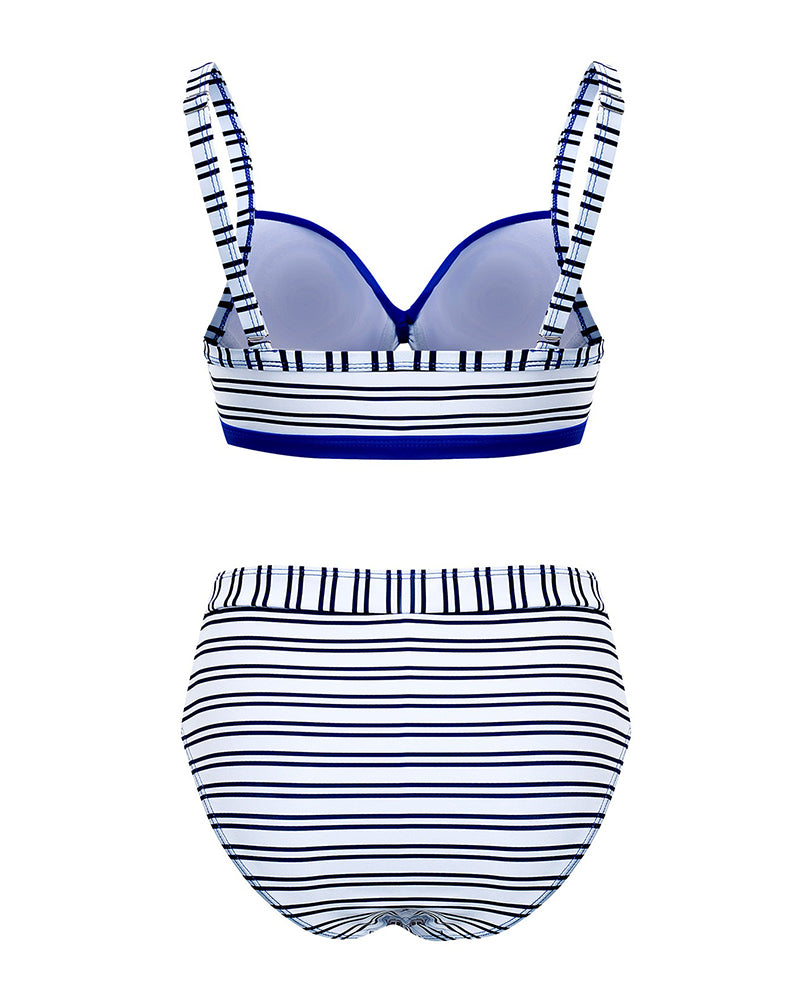 Striped Hollow Out Bikini