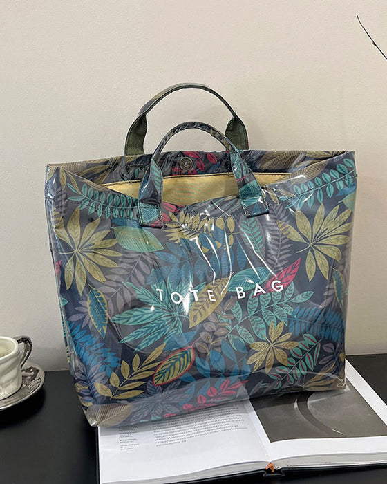 Women's Camo And And Leaf Print Tote Bag