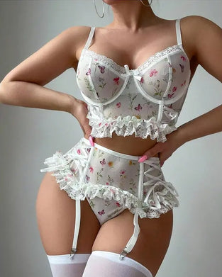Ruffled Garter Belt Teddy Bear Pajama Set