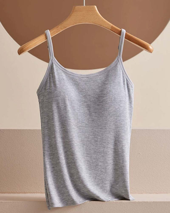 Ribbed Built-in Bra Cami Top