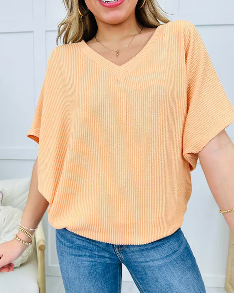 Multi-Color V-Neck Loose T-Shirt