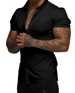 High Stretch Lapel Short Sleeve Men's Shirt