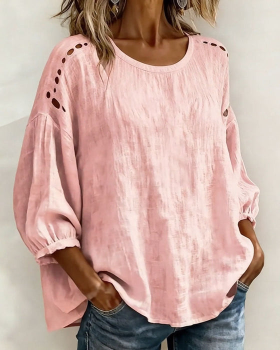 Hollow 100% Cotton  Blouse