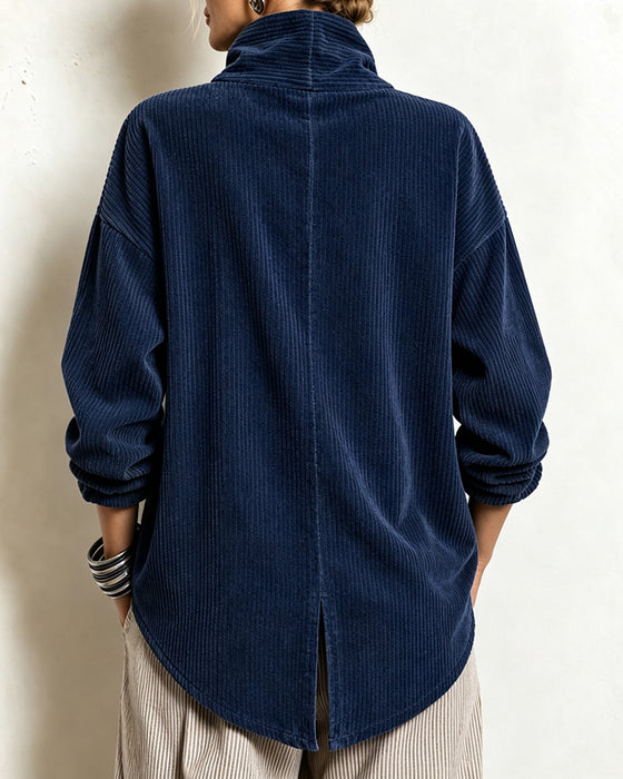 Turtleneck Button Loose Coat