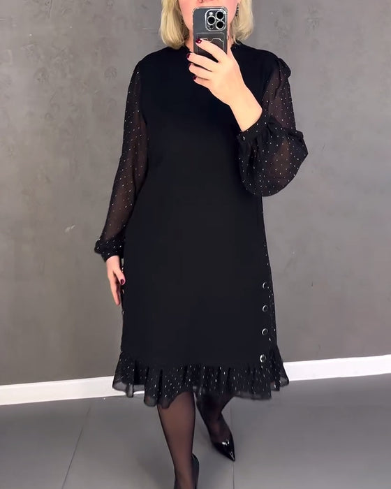Long-sleeved polka dot dress