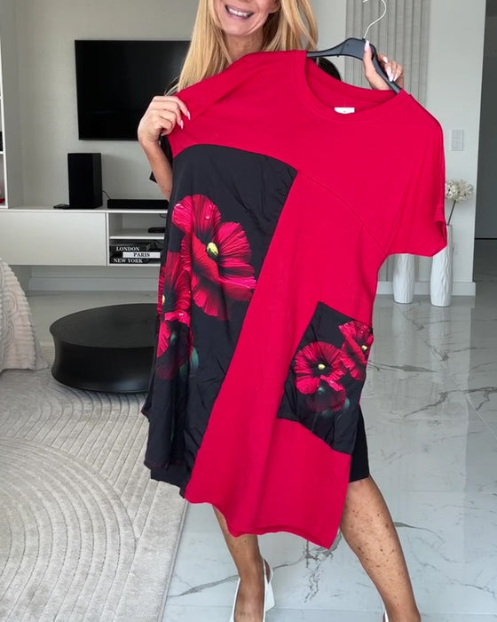 Stylish Floral Short Sleeve Dress