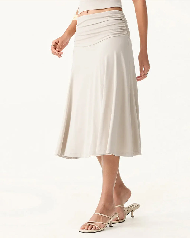 Solid Color Stacked A-Line Skirt