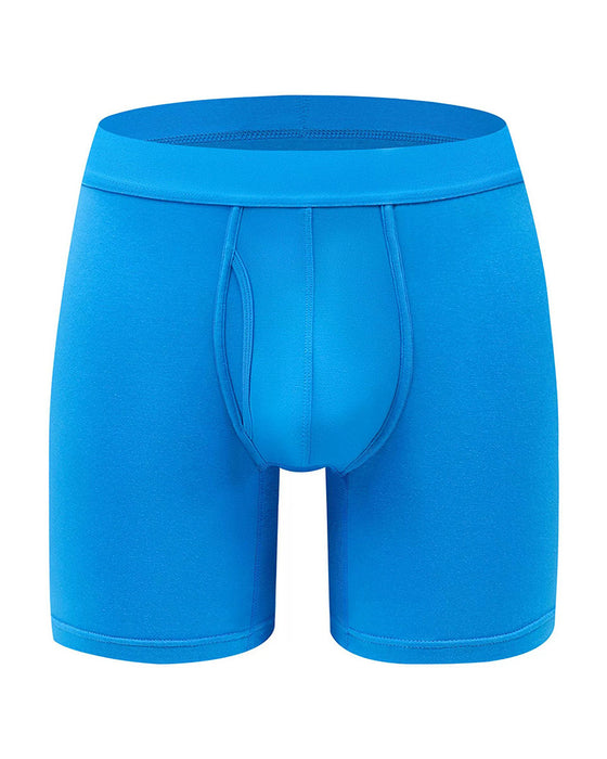 Men's Solid Color Bamboo Fiber Stretchy  Boxer Brief, Breathable Comfy Underwear for Daily Wear, Casual Men's Underwear for All Seasons