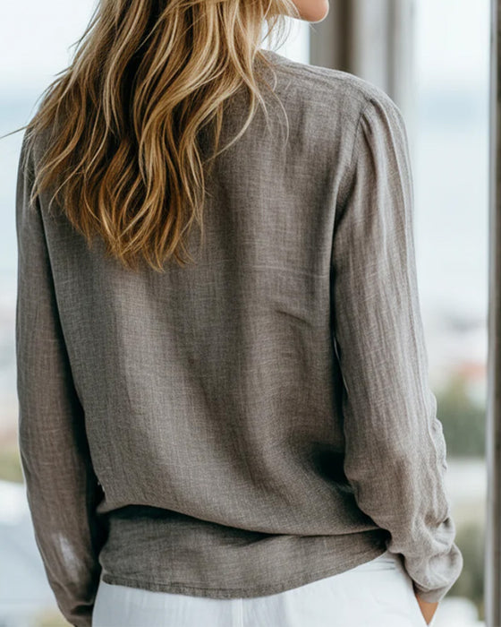 Long Sleeve High Neck Relaxed Blouse