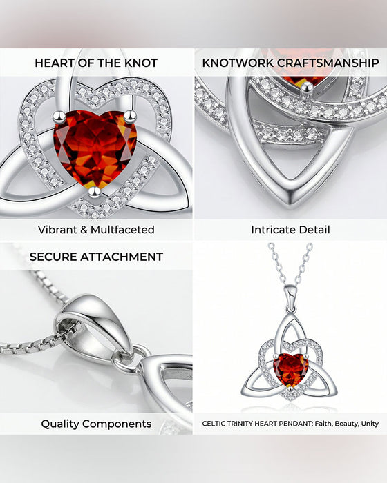 Birthstone Celtic Trinity Knot Heart Necklace✨ Heart Shape Celtic Trinity Knot Birthstone Pendant