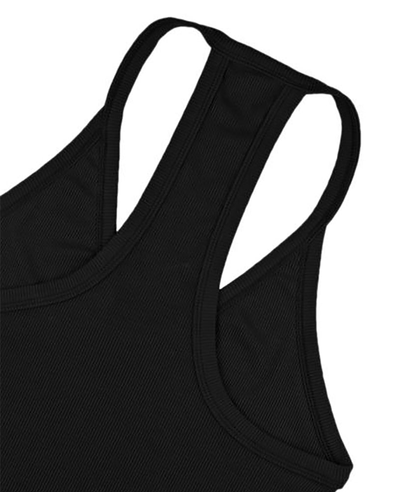 Solid Color V-Neck Backless Tank Top