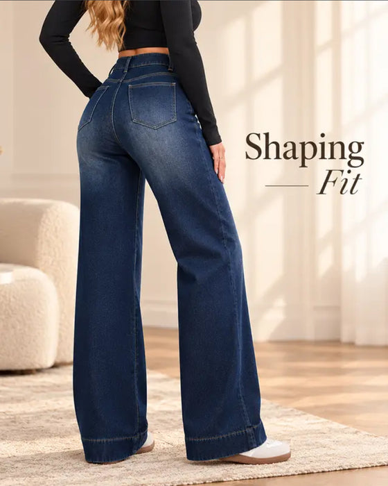 Fleece-Lined Wide-Leg Jeans