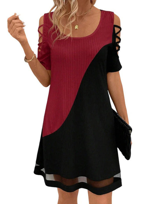 Color Block Short Sleeve Dress