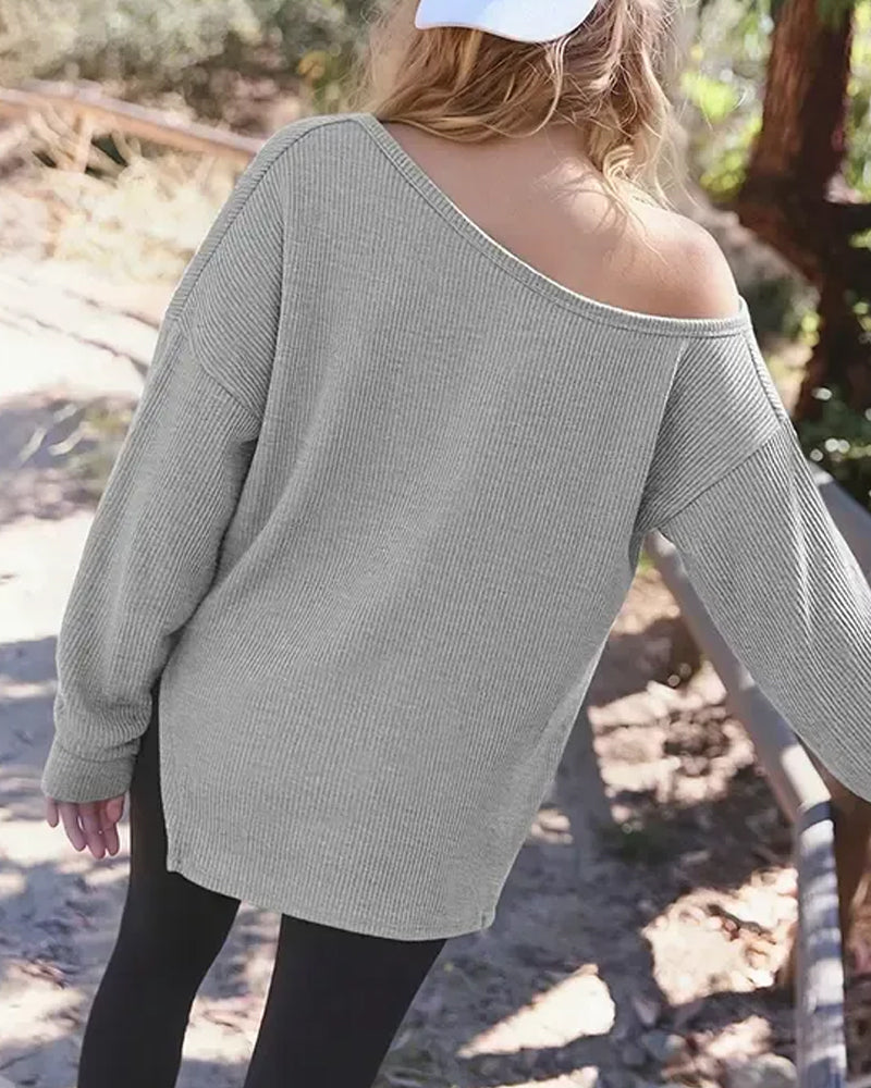 Irregular Solid Long Sleeve Top