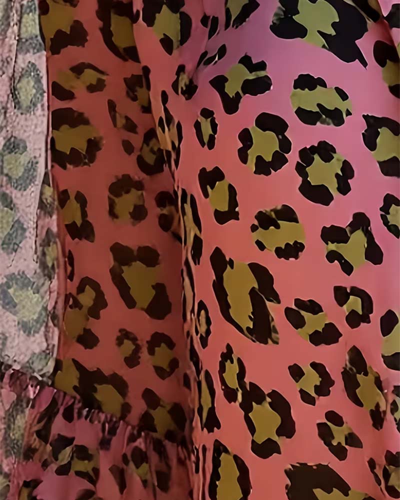 Leopard Print Fashionable Lapel Blouse