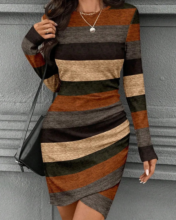 Vintage Stripe Long Sleeve Dress
