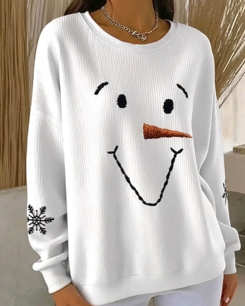 Snowman Printed Round-Neck Sweatshirt