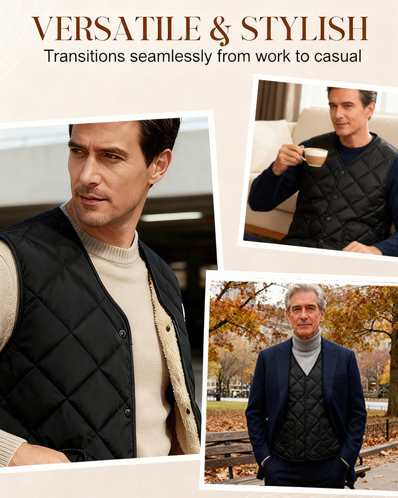 Men's Casual Quilted Thermal-Lined Vest
