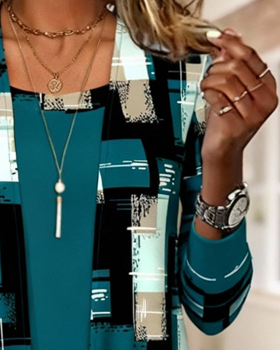 Faux Two-Piece Irregular Print Top