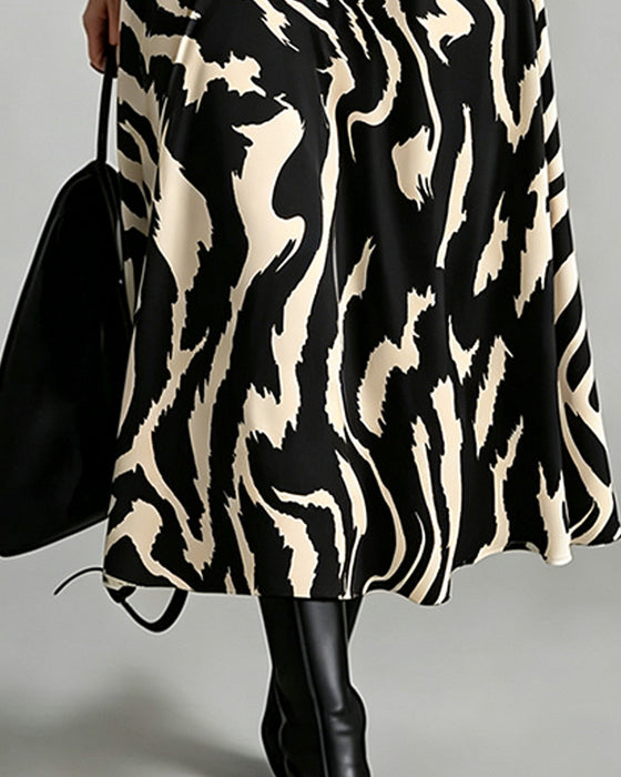 Patchwork Zebra Long Sleeve Dress