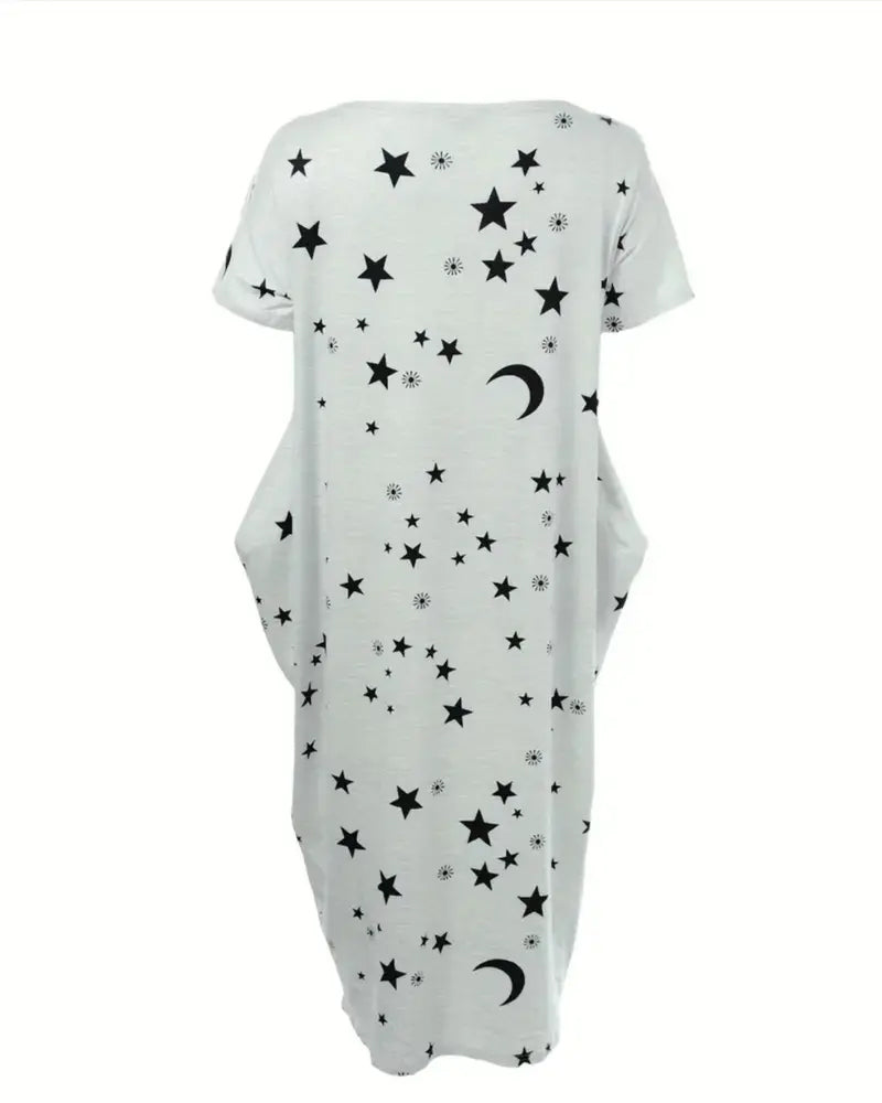 Casual Vacation Print Loose Dress