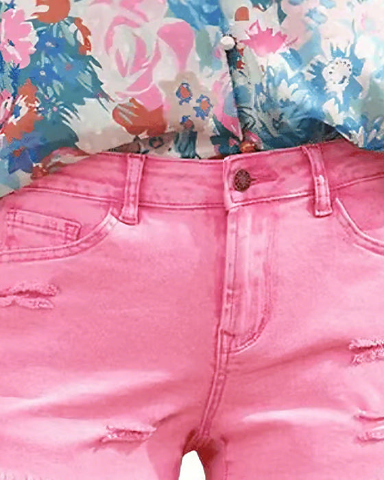 Raw Hem Denim Shorts