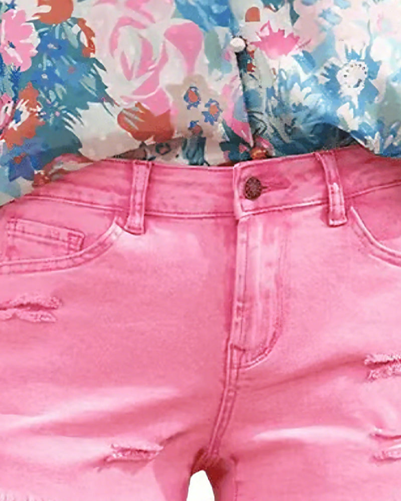 Raw Hem Denim Shorts