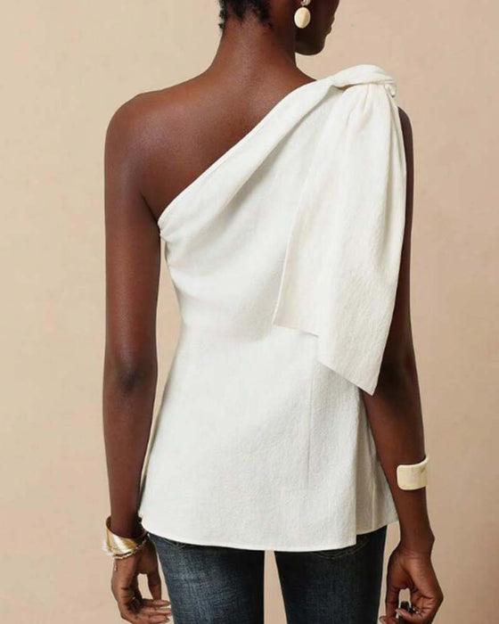 Off-Shoulder Cross Tie Design Blouse