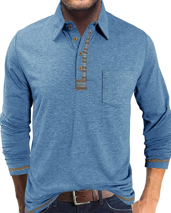 Men's Button Lapel Polo Blouse