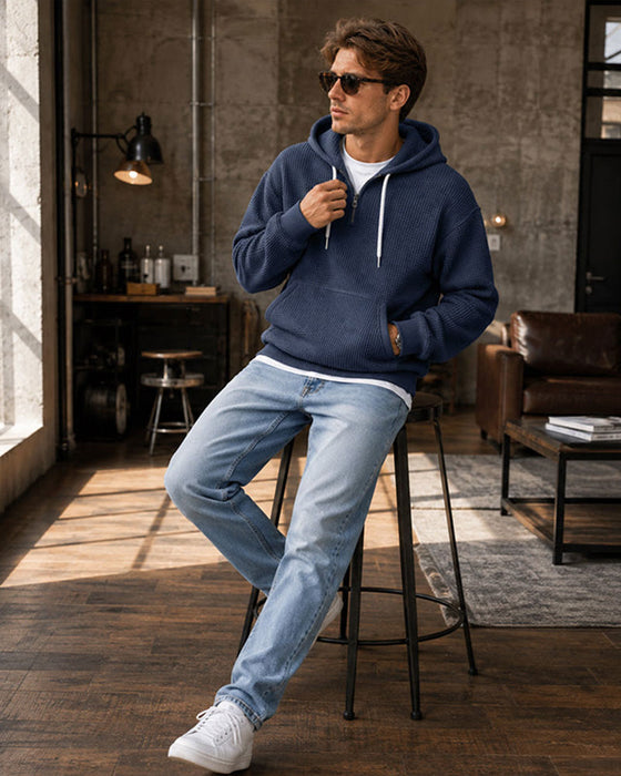 Men's Solid Zip Pullover Hoodie