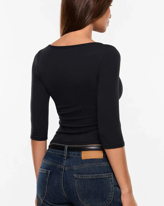 Stylish Elbow-Length Sleeve Slim Fit Base Layer T-Shirt