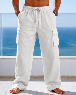 Men's Drawstring Solid Wide Leg Pant