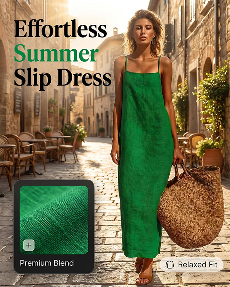 Solid Color Spaghetti Strap Maxi Dress