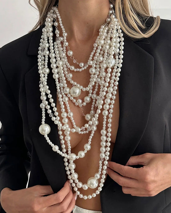 Multi-Layer Long Pearl Necklace