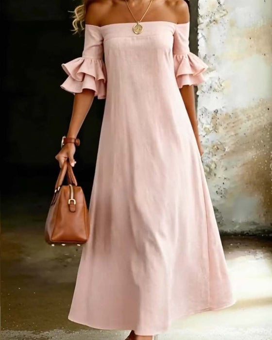 One Shoulder Ruffled Long Dress