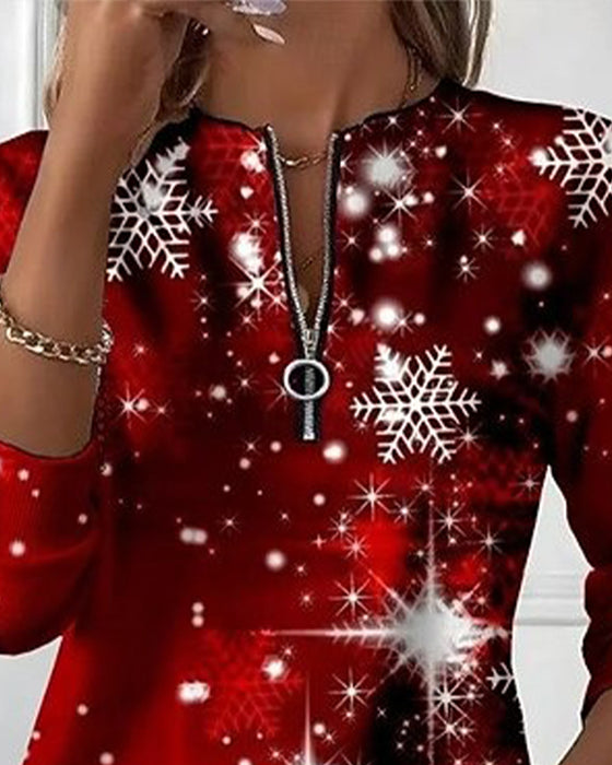 Christmas Snowflake Half-Zip Sweatshirt