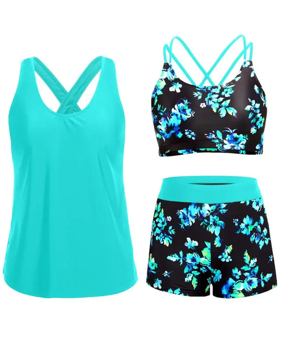 Vacation Print Sleeveless Tankini