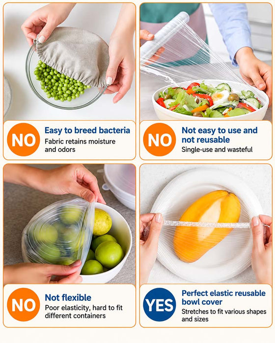 Reusable Elastic Plastic Bowl Covers
