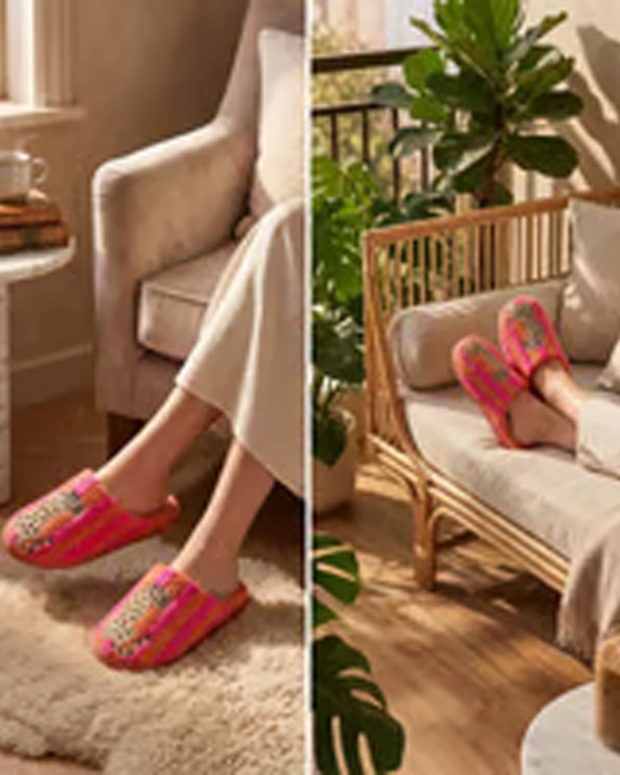 Women’s Retro Striped & Leopard Fuzzy Slippers