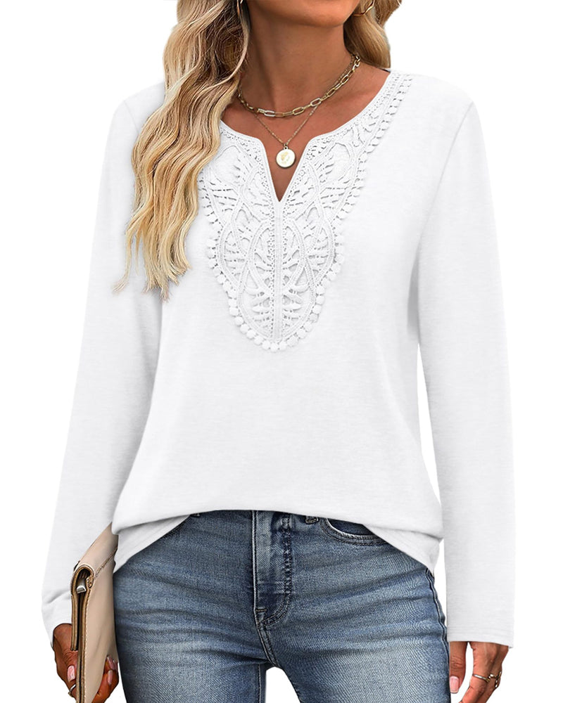Elegant V-Neck Top With Long Sleeves For Women