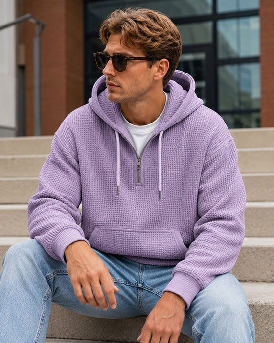 Men's Solid Zip Pullover Hoodie