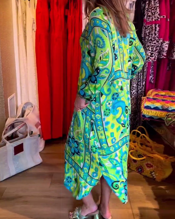 Loose printed pocket dress